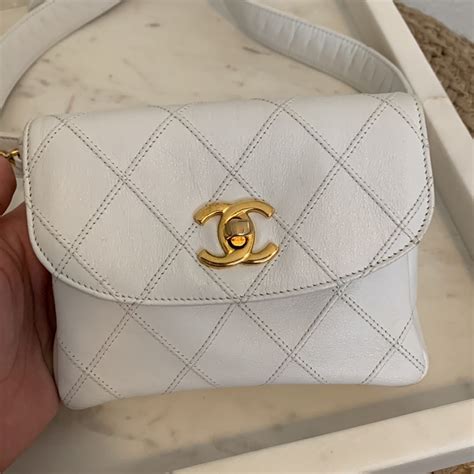 chanel white belt bag